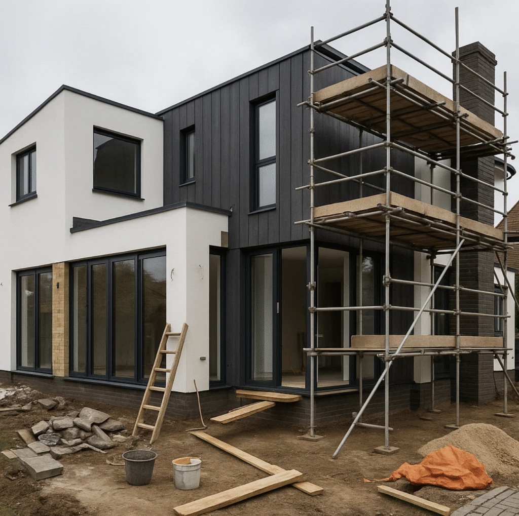 Nyrenoveret bygning i Aarhus med moderne facade og opdaterede vinduer.